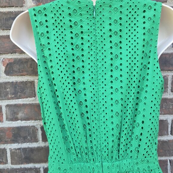 J. Crew Size 0 Eyelet Embroidered Midi Tiered Kelly Green Dress Classic Party - Picture 5 of 5